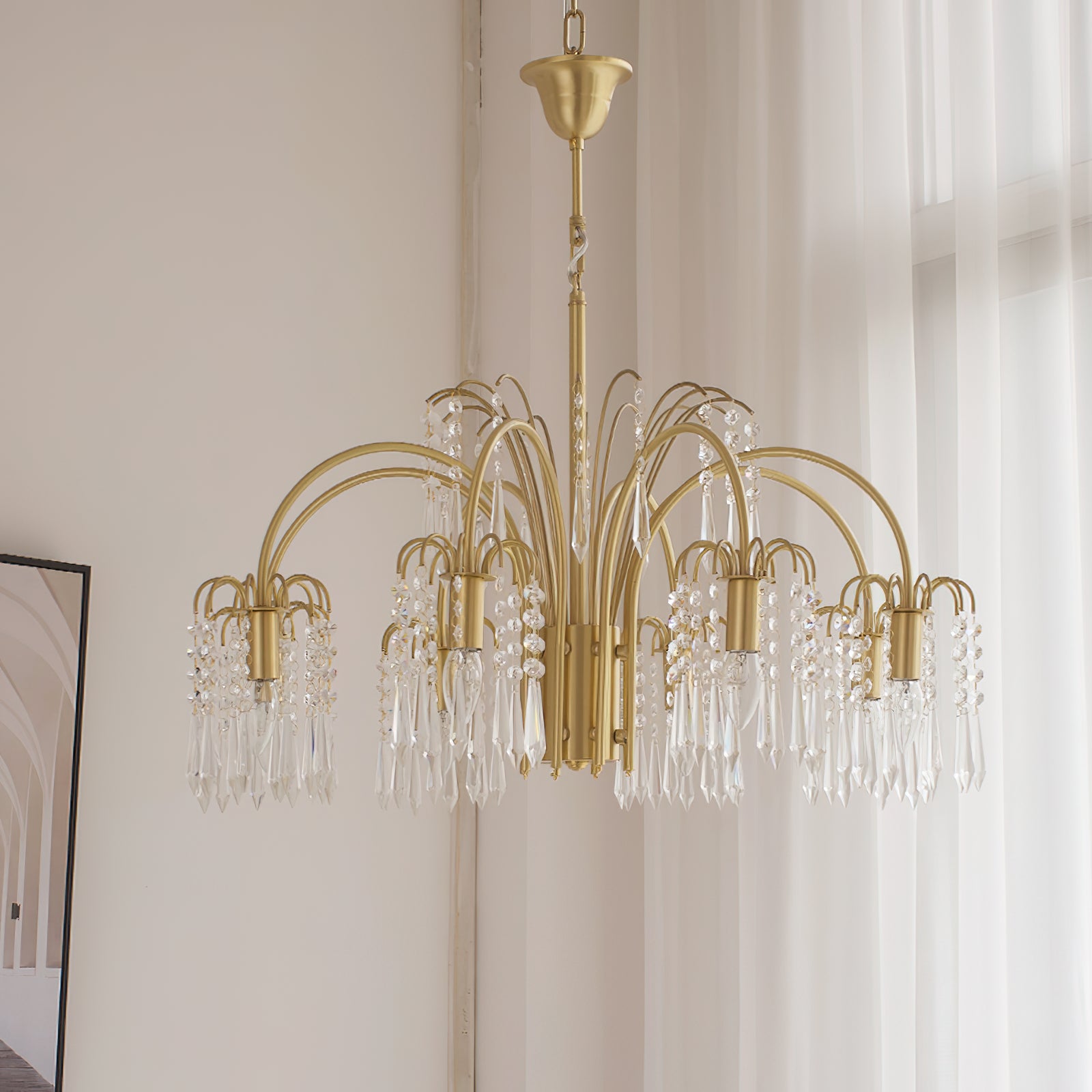 Brass Candle Crystal Chandelier