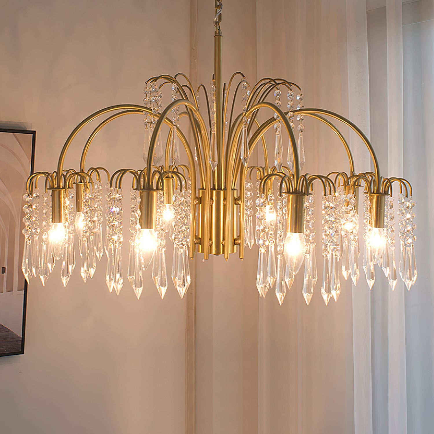 Brass Candle Crystal Chandelier