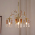 Load image into Gallery viewer, Brass Candle Crystal Chandelier
