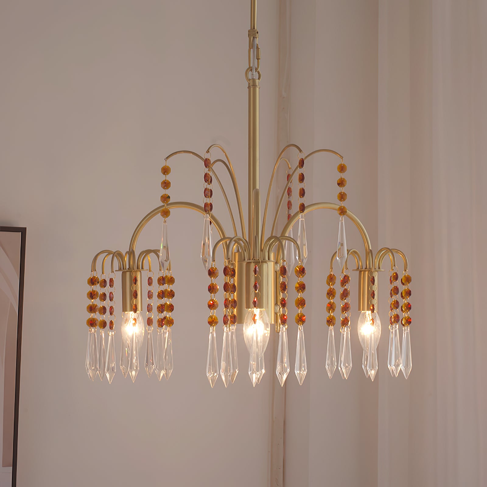 Lustre en cristal de bougie en laiton