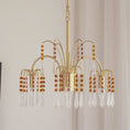 Load image into Gallery viewer, Brass Candle Crystal Chandelier
