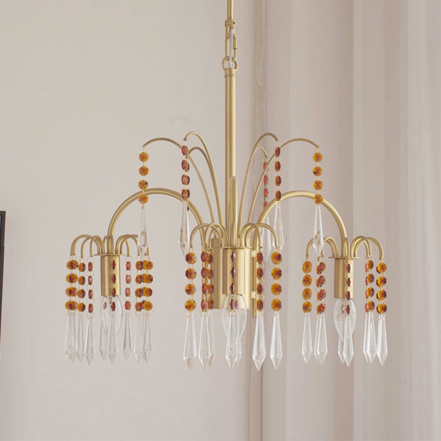 Brass Candle Crystal Chandelier