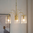 Load image into Gallery viewer, Brass Candle Crystal Chandelier
