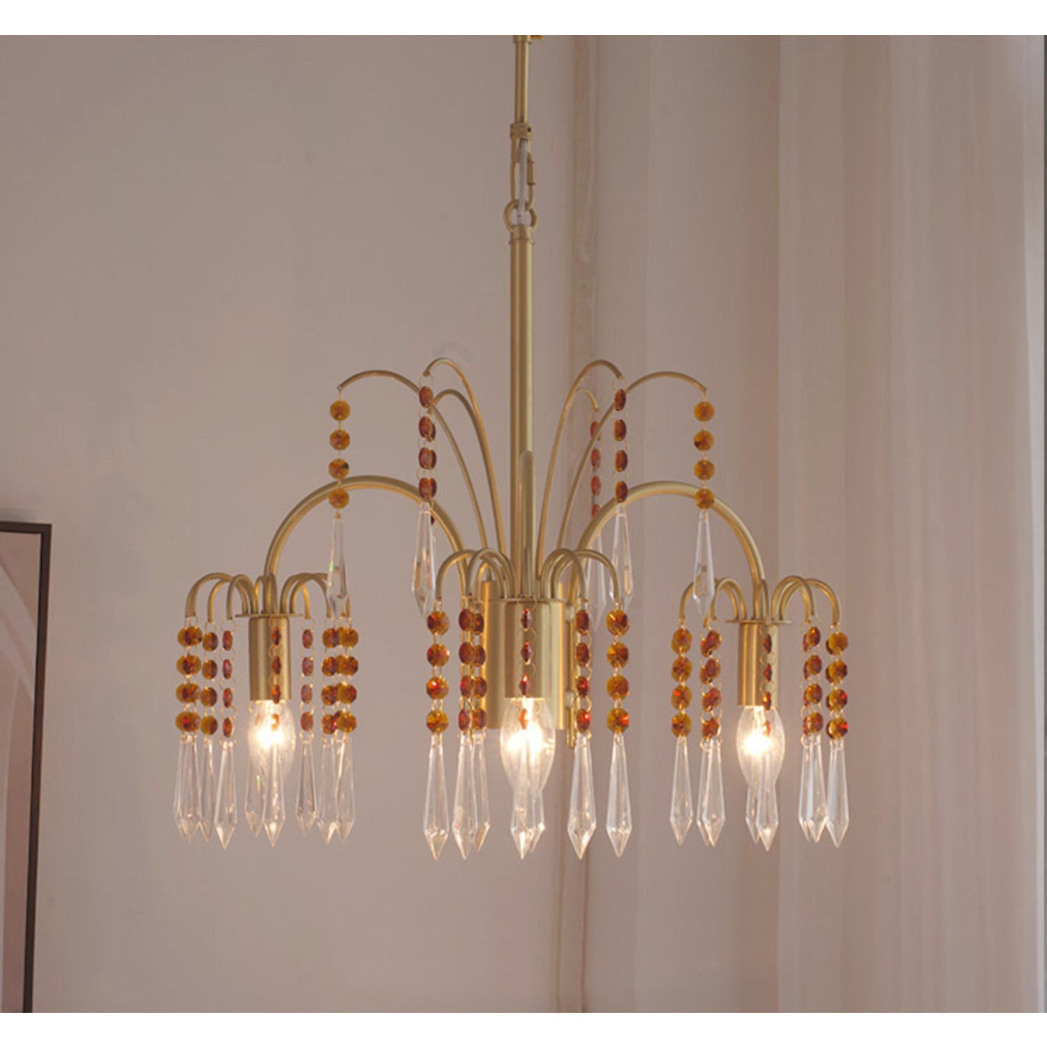 Lustre en cristal de bougie en laiton