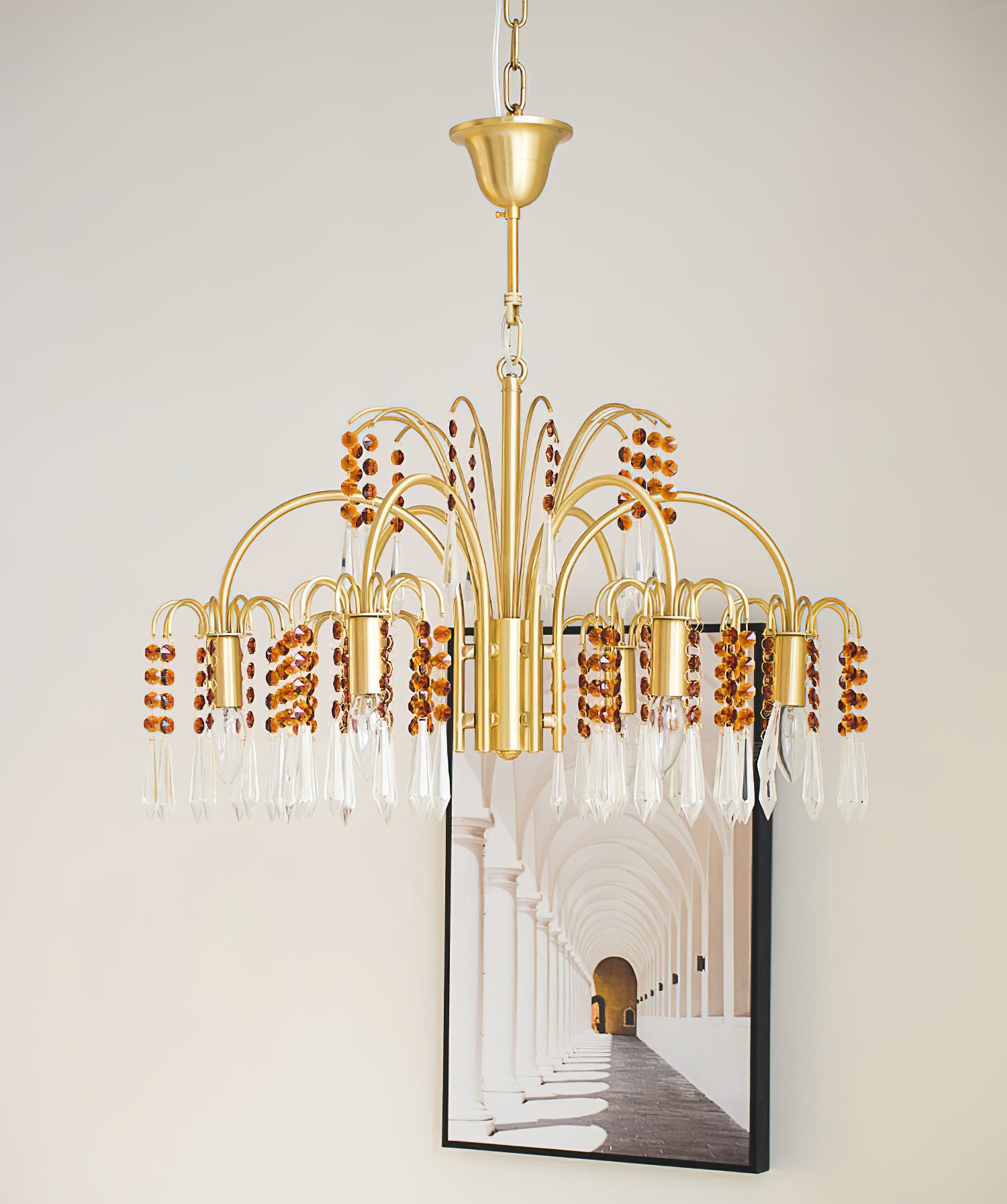 Lustre en cristal de bougie en laiton