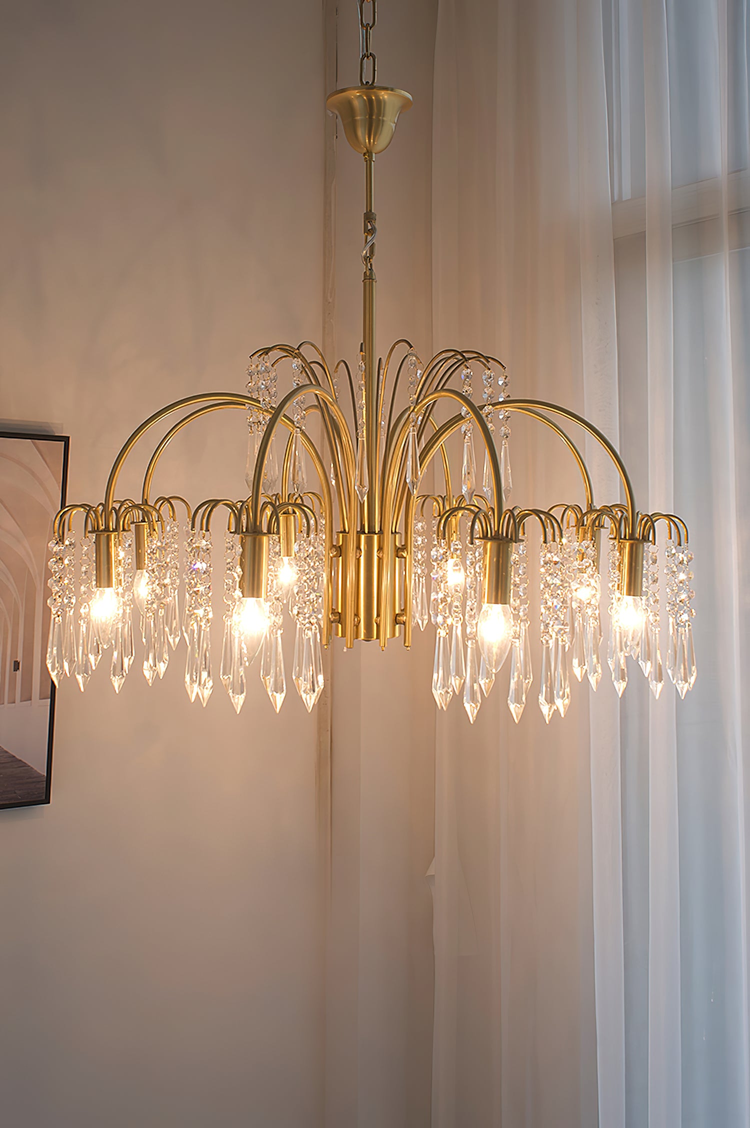 Brass Candle Crystal Chandelier