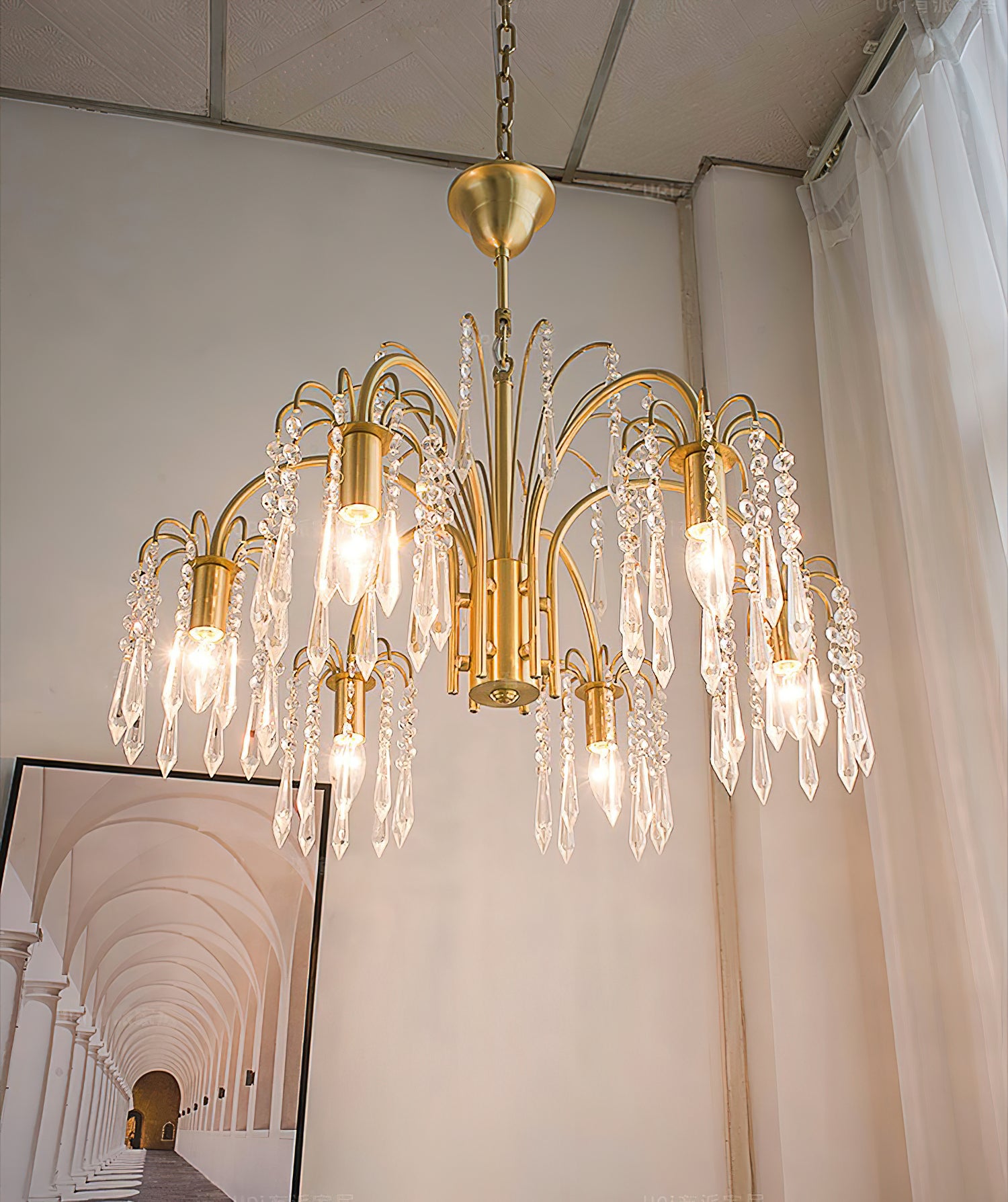 Brass Candle Crystal Chandelier