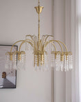 Load image into Gallery viewer, Brass Candle Crystal Chandelier
