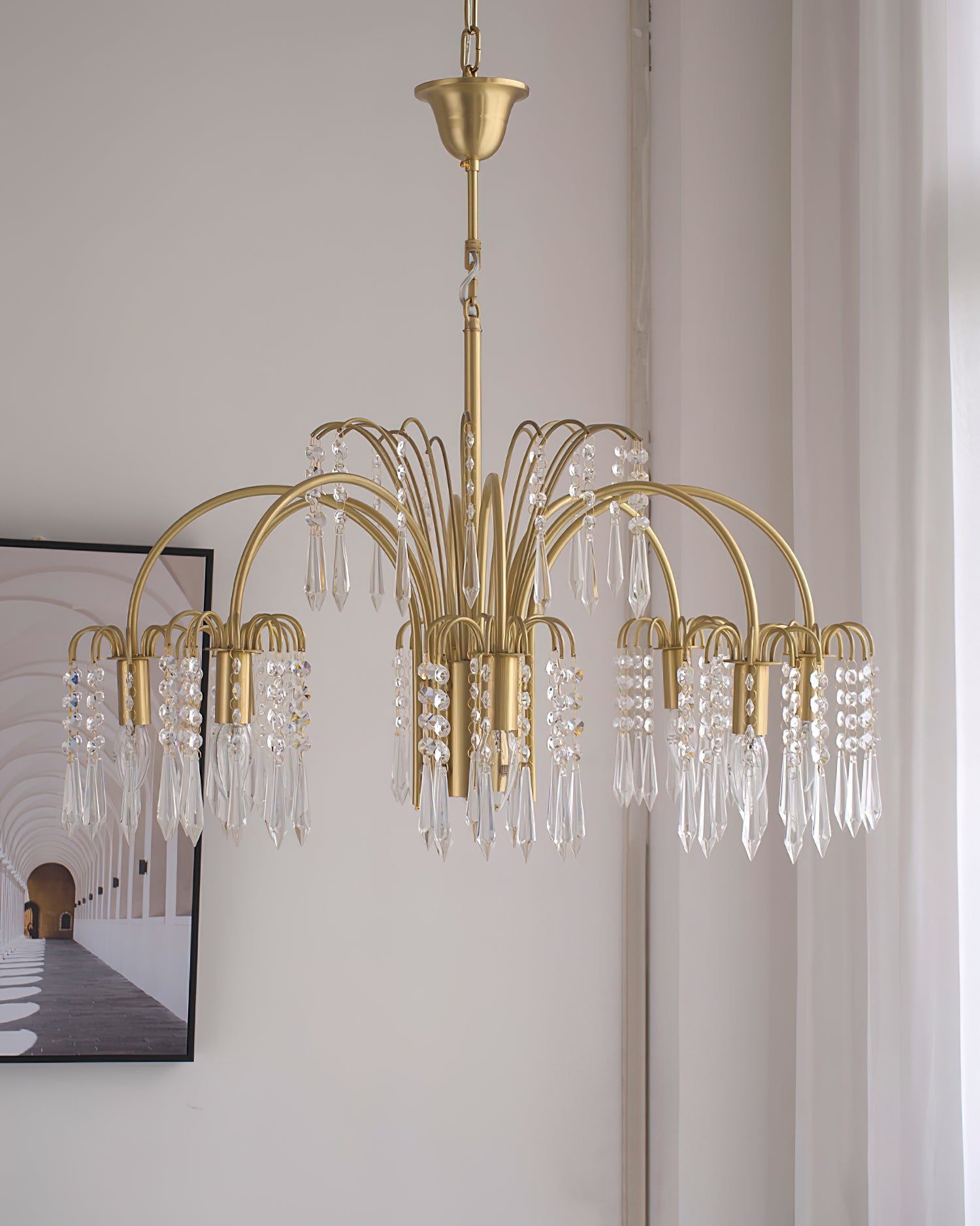 Brass Candle Crystal Chandelier