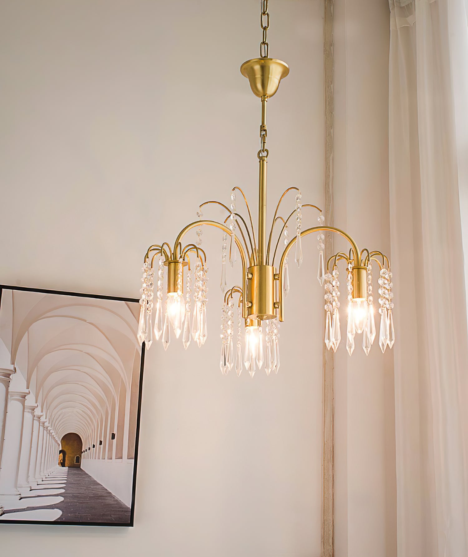 Brass Candle Crystal Chandelier