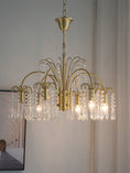 Load image into Gallery viewer, Brass Candle Crystal Chandelier
