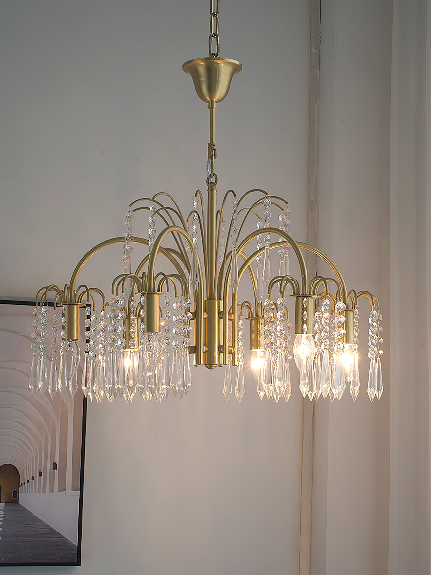 Lustre en cristal de bougie en laiton