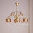 Load image into Gallery viewer, Brass Candle Crystal Chandelier
