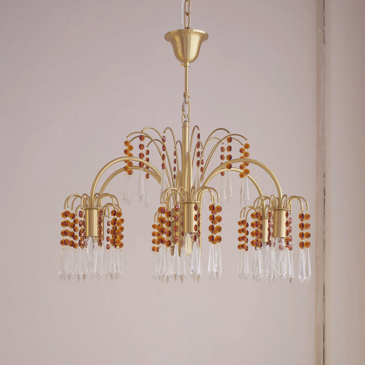 Lustre en cristal de bougie en laiton