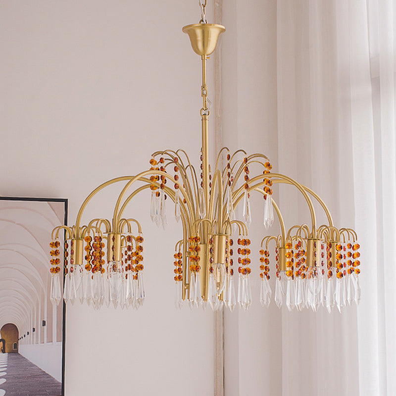 Brass Candle Crystal Chandelier