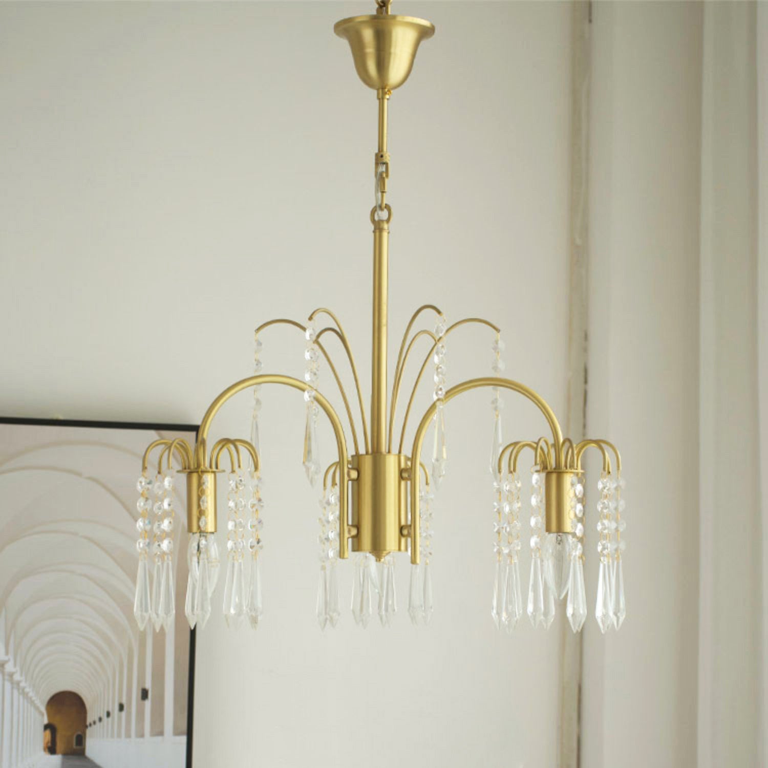 Brass Candle Crystal Chandelier