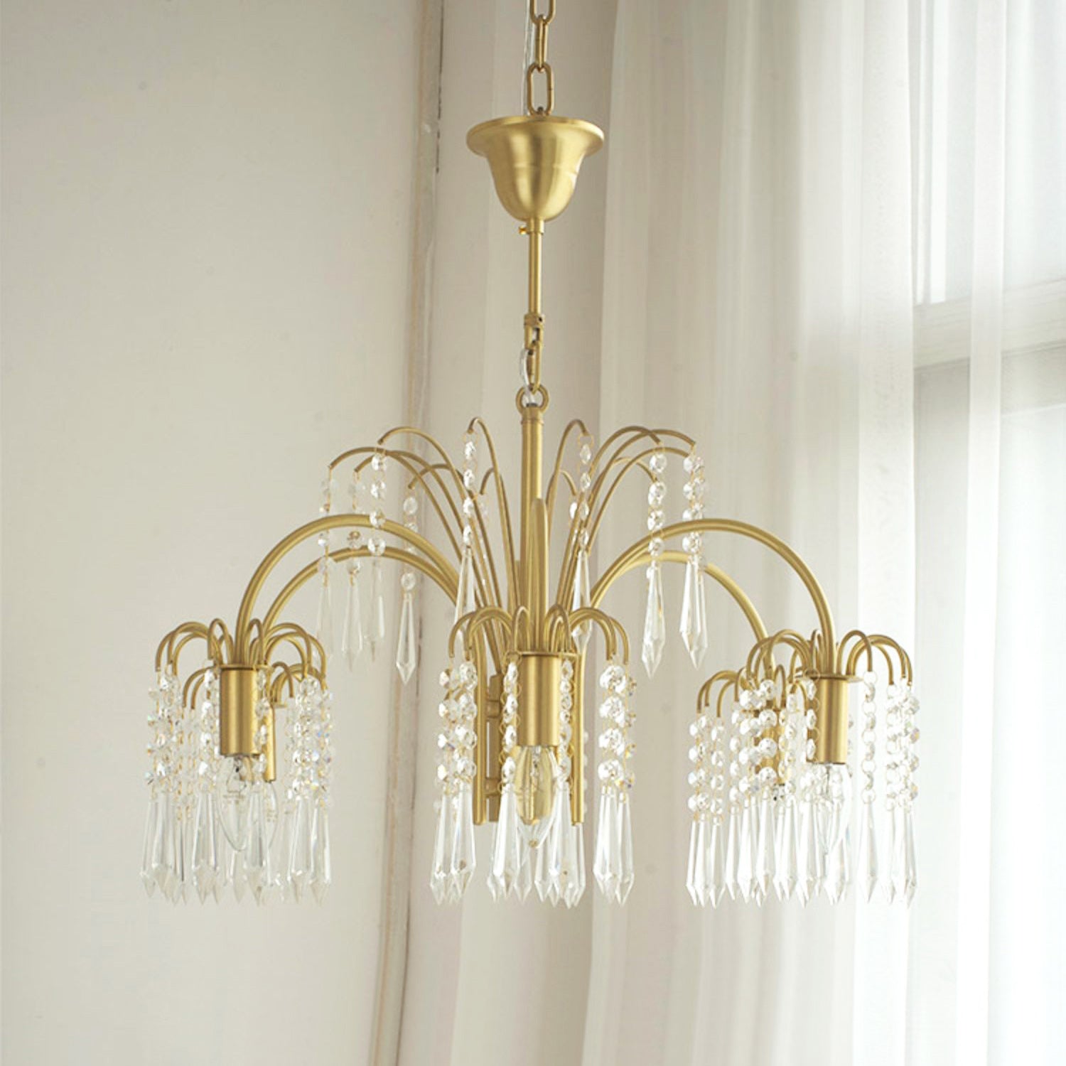 Brass Candle Crystal Chandelier