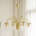 Load image into Gallery viewer, Brass Candle Crystal Chandelier
