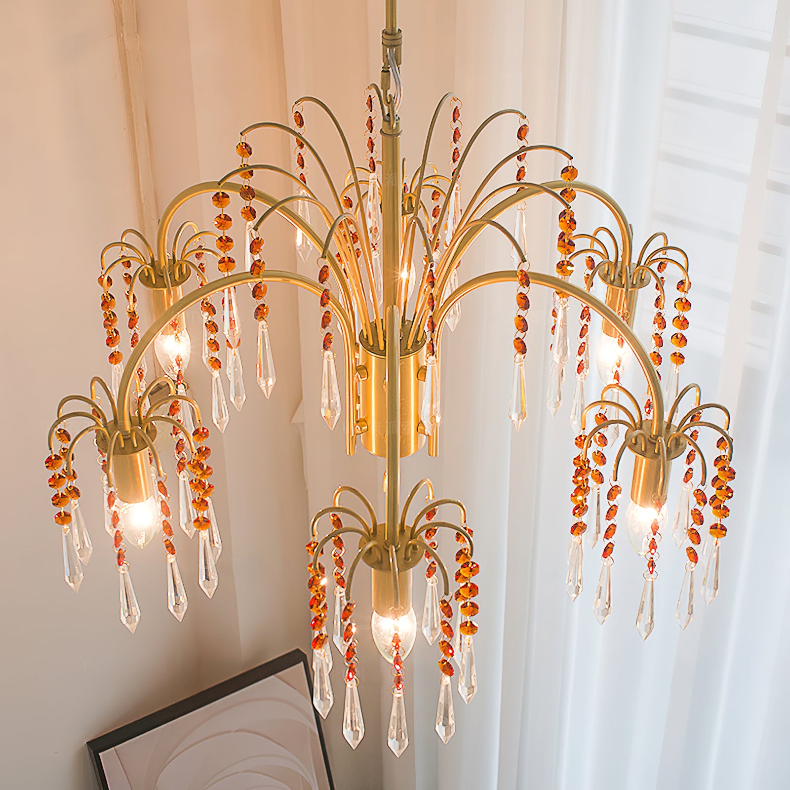 Brass Candle Crystal Chandelier