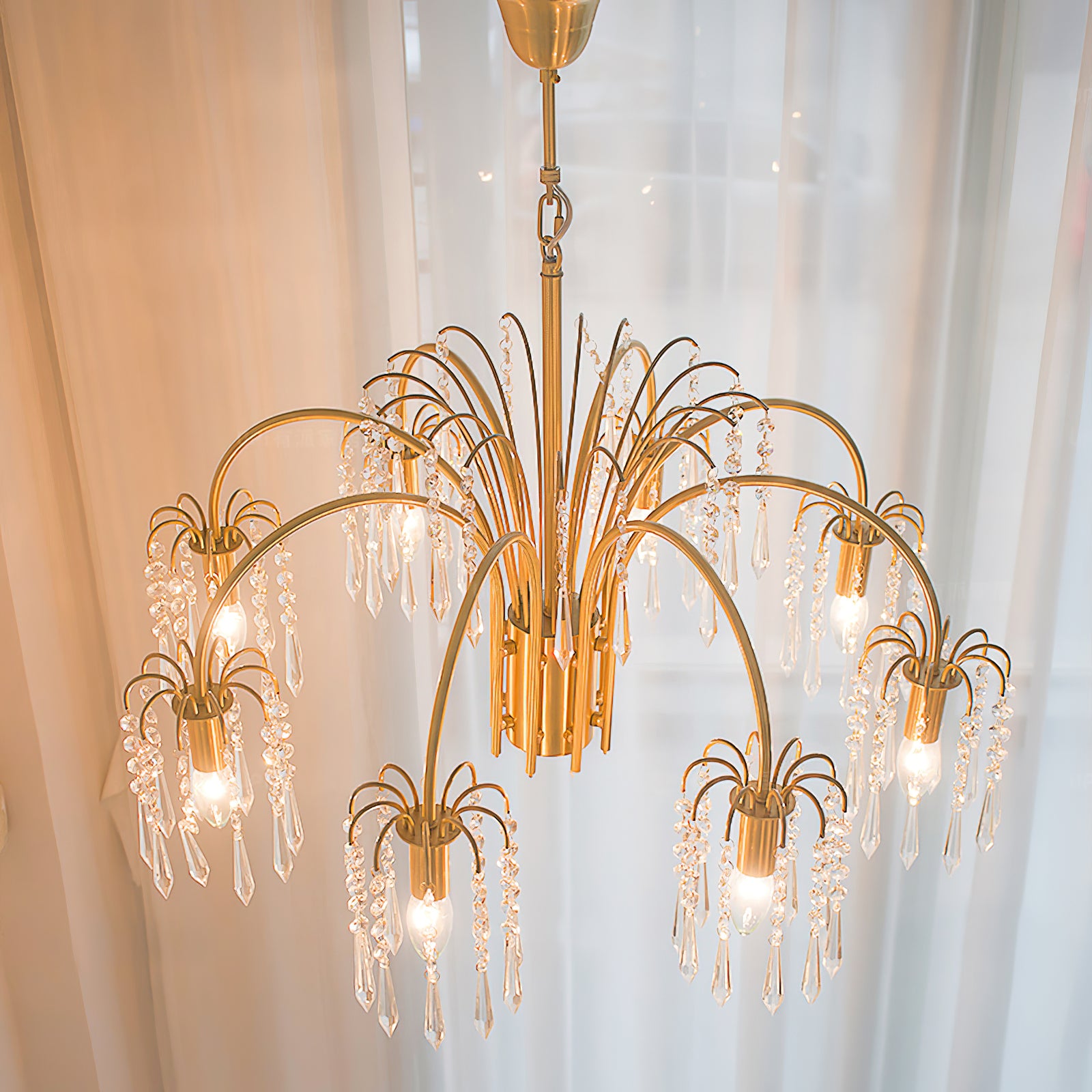 Lustre en cristal de bougie en laiton