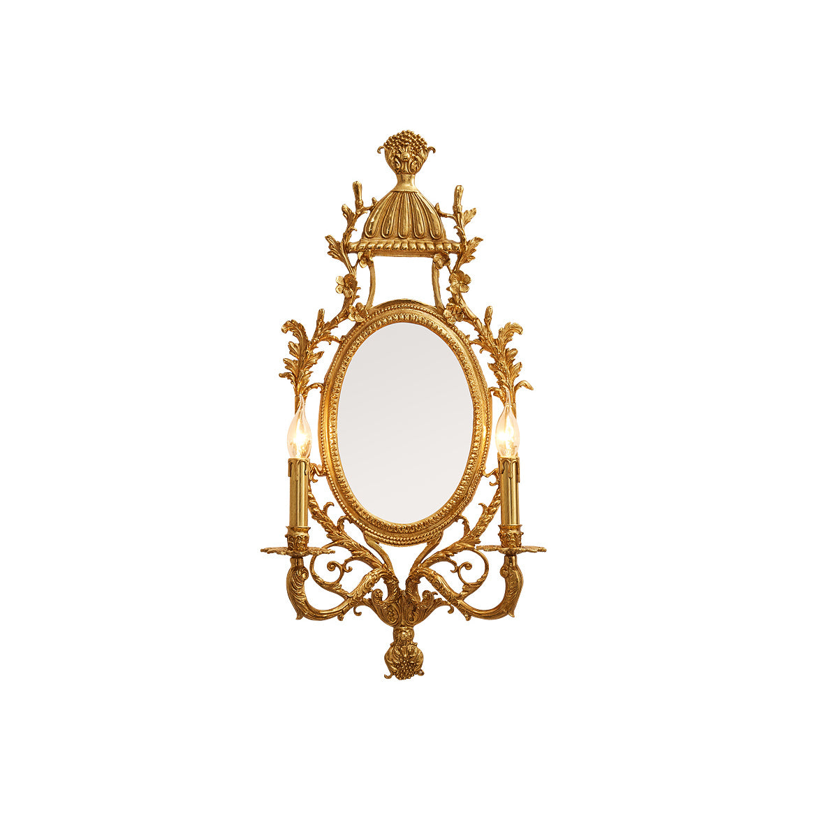 Brass Carved Mirror Wall Lamp