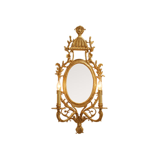 Brass Carved Mirror Wall Lamp