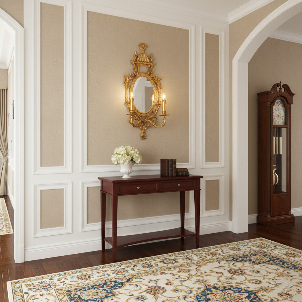 Brass Carved Mirror Wall Lamp