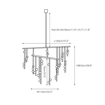 Brass Drop System Chandelier – detail 4 — Dimension drawings 2