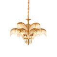 Load image into Gallery viewer, Brass Palm Leaf Crystal Chandelier
