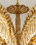 Load image into Gallery viewer, Brass Palm Leaf Crystal Chandelier
