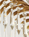 Load image into Gallery viewer, Brass Palm Leaf Crystal Chandelier
