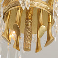 Load image into Gallery viewer, Brass Palm Leaf Crystal Chandelier
