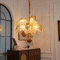 Load image into Gallery viewer, Brass Palm Leaf Crystal Chandelier
