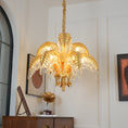 Load image into Gallery viewer, Brass Palm Leaf Crystal Chandelier
