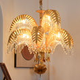 Load image into Gallery viewer, Brass Palm Leaf Crystal Chandelier
