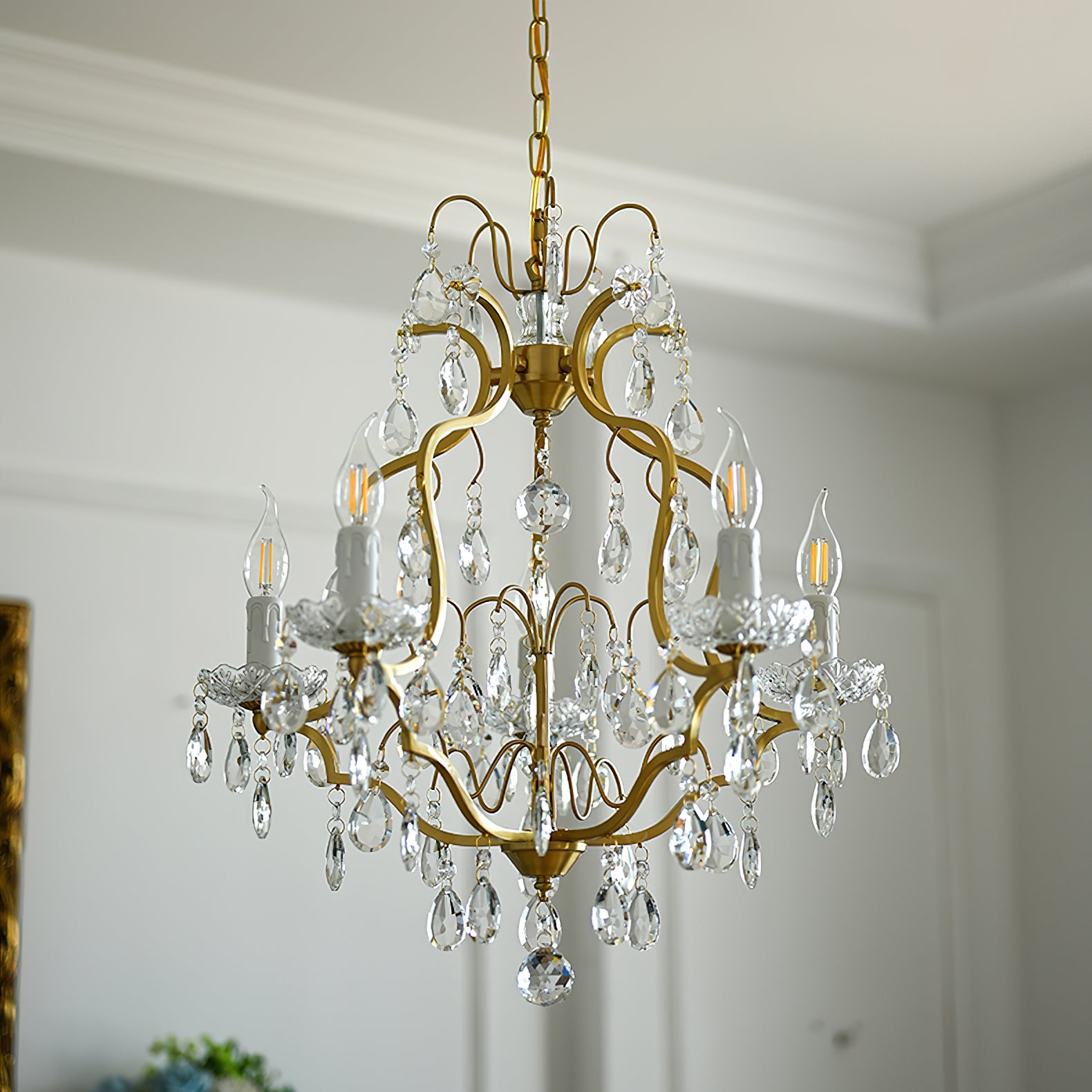 Brass Scrolls Chandelier