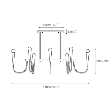Brianna Linear Chandelier – detail 3 — Dimension drawings 1