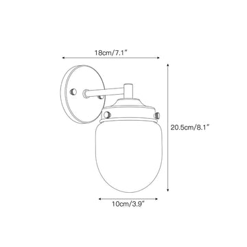 Bullet-shaped Alabaster Wall Sconce – detail 3 — Dimension drawings 1