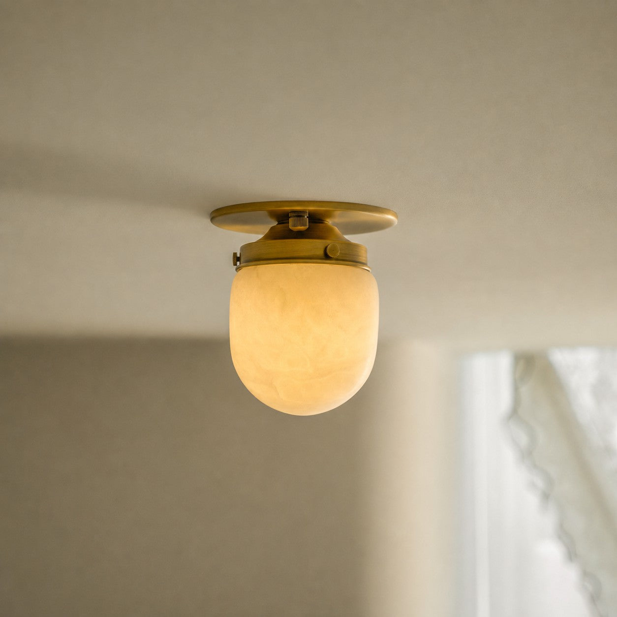 Bullet-shaped Alabaster Flush Mount