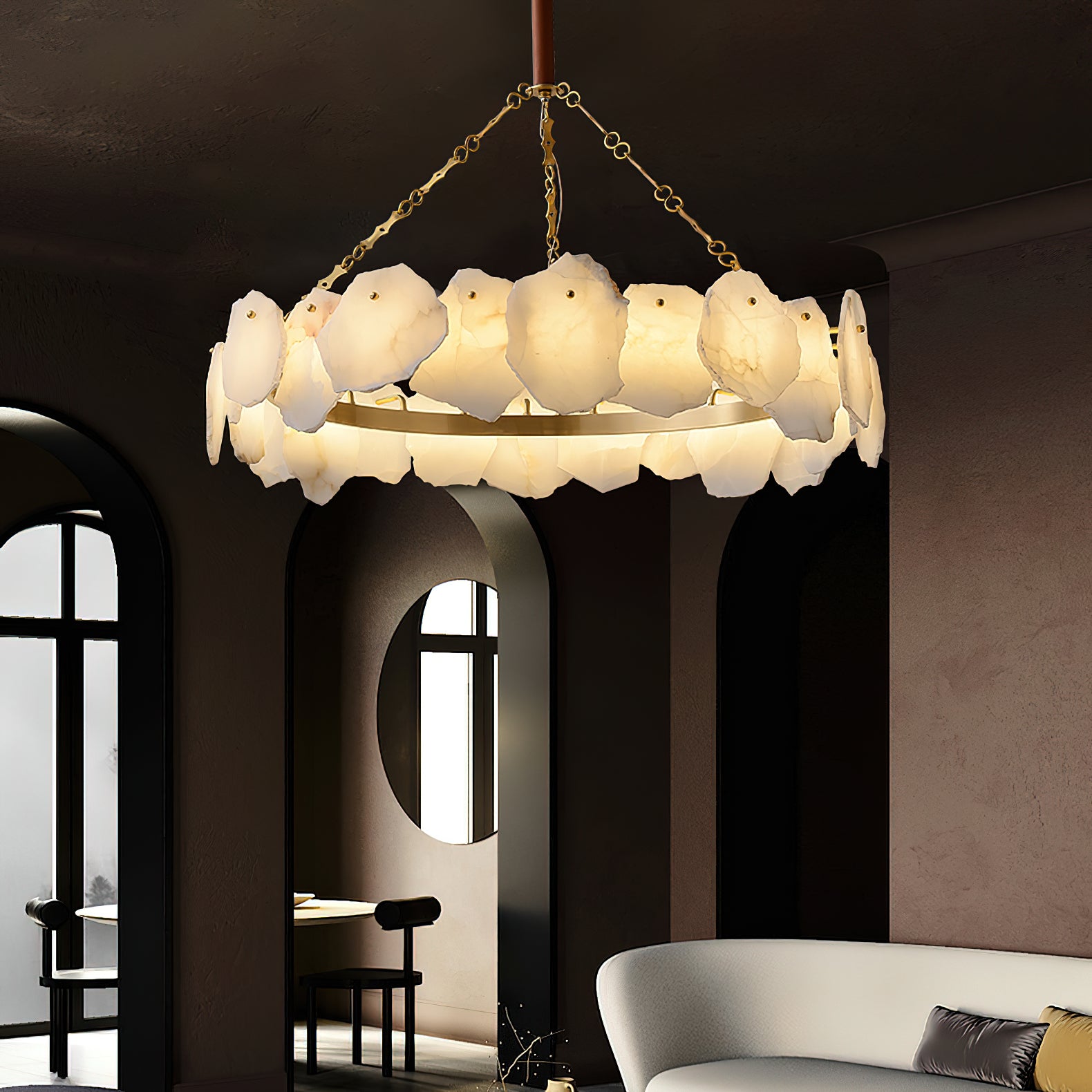 Lustre rond en marbre Burton