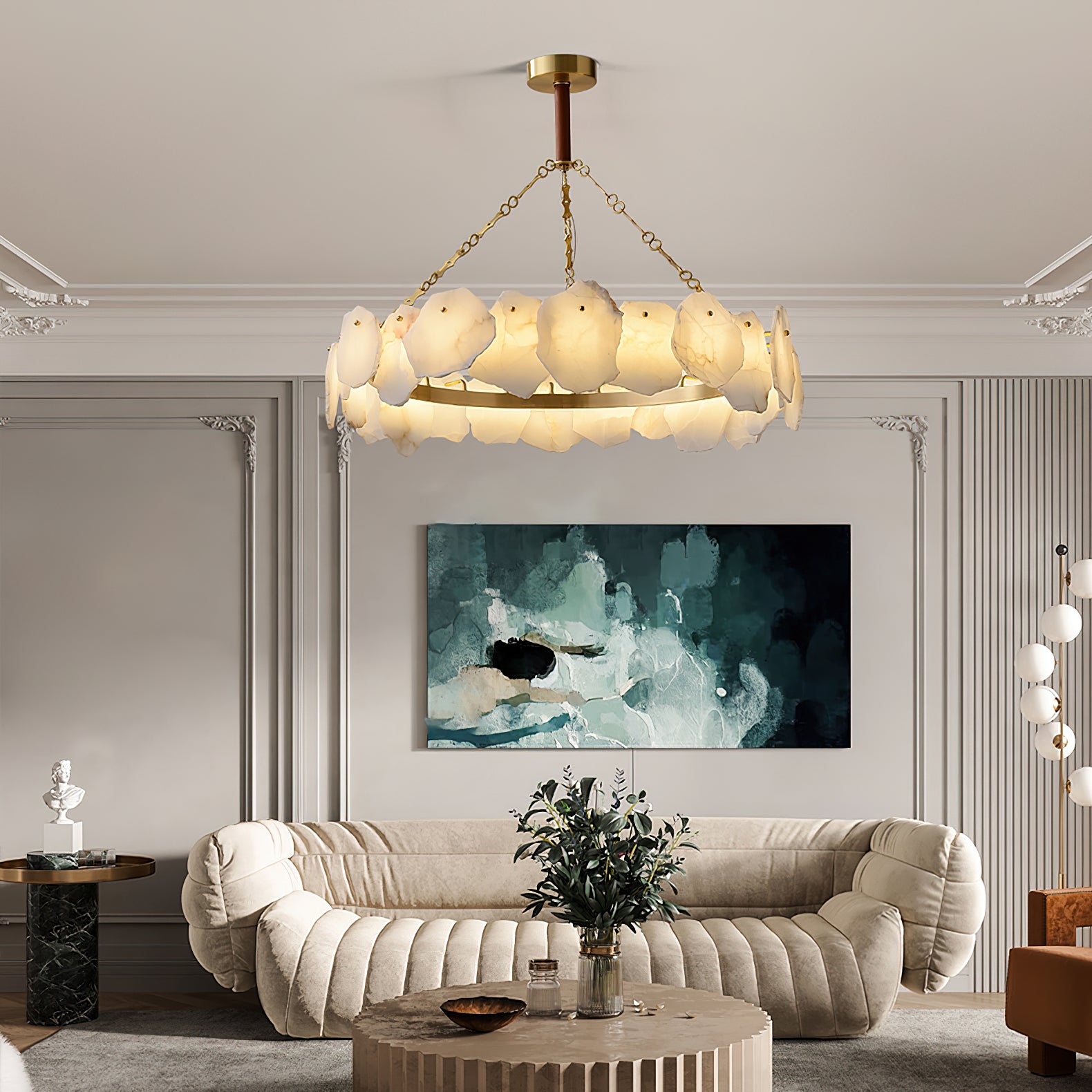 Burton Marble Round Chandelier