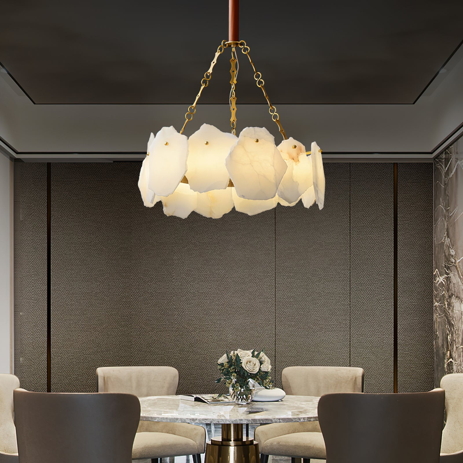 Burton Marble Round Chandelier