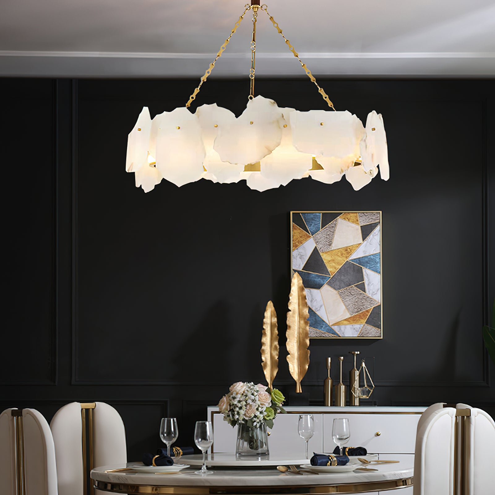 Lustre rond en marbre Burton