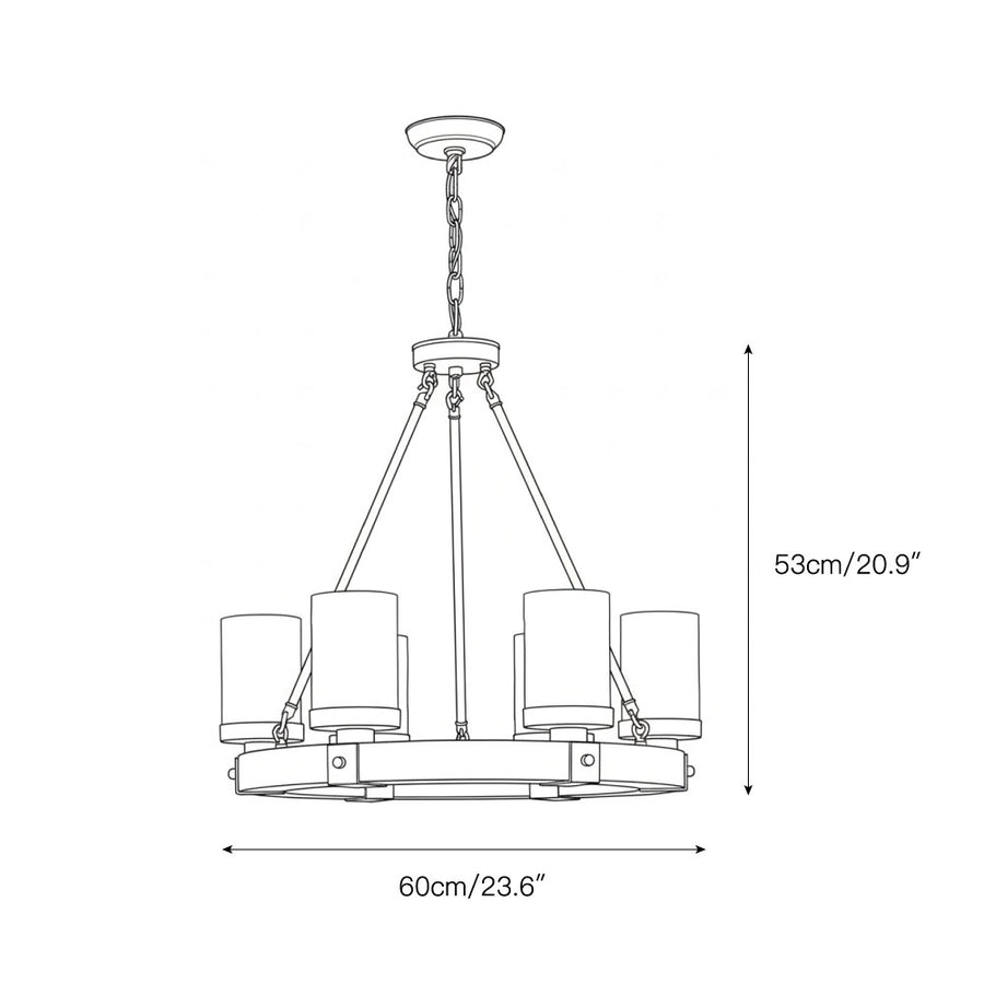 Cabot Rustic Chandelier – detail 3 — Dimension drawings 1