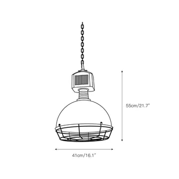 Caged Industrial Metal Pendant Light – detail 3 — Dimension drawings 1