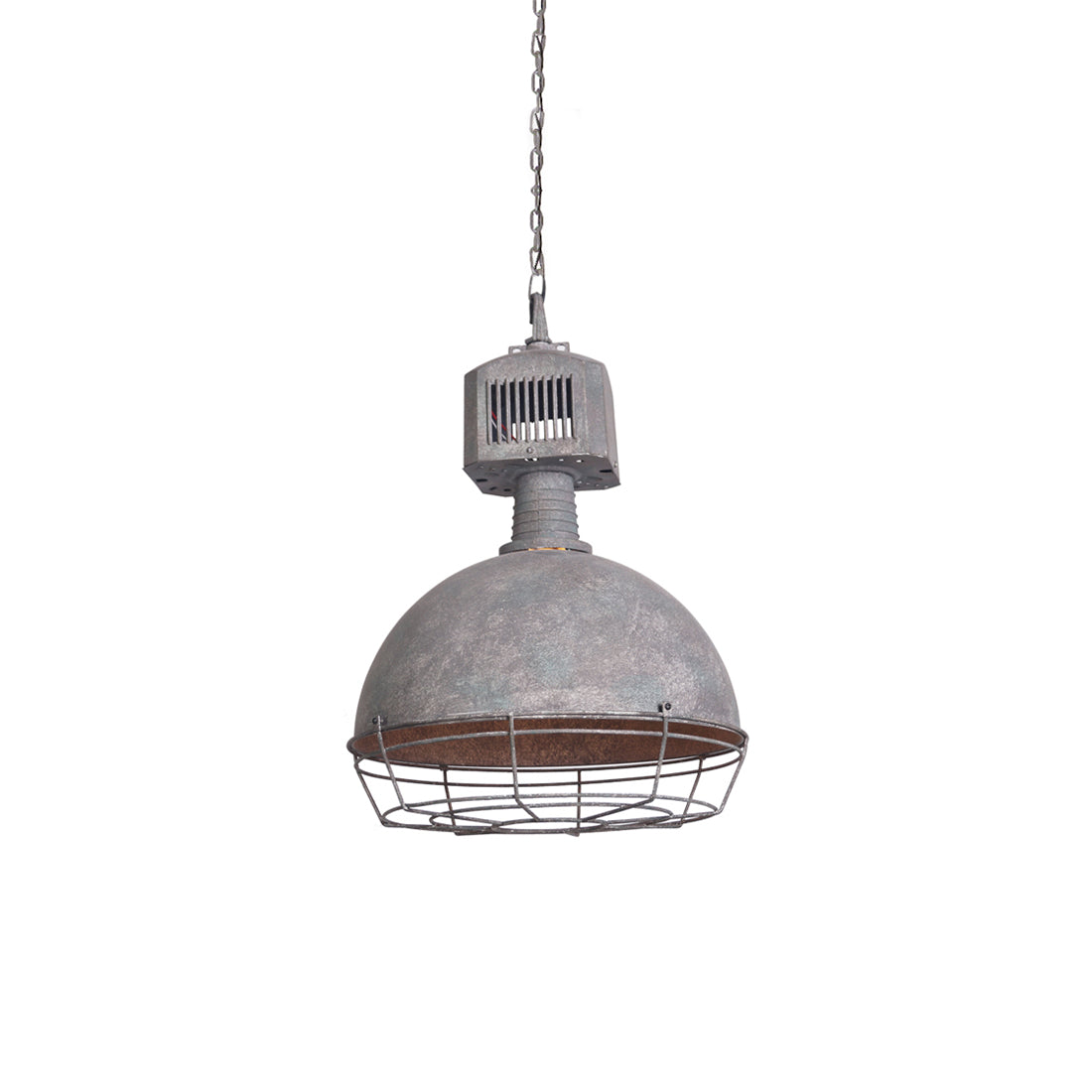 Caged Industrial Metal Pendant Light