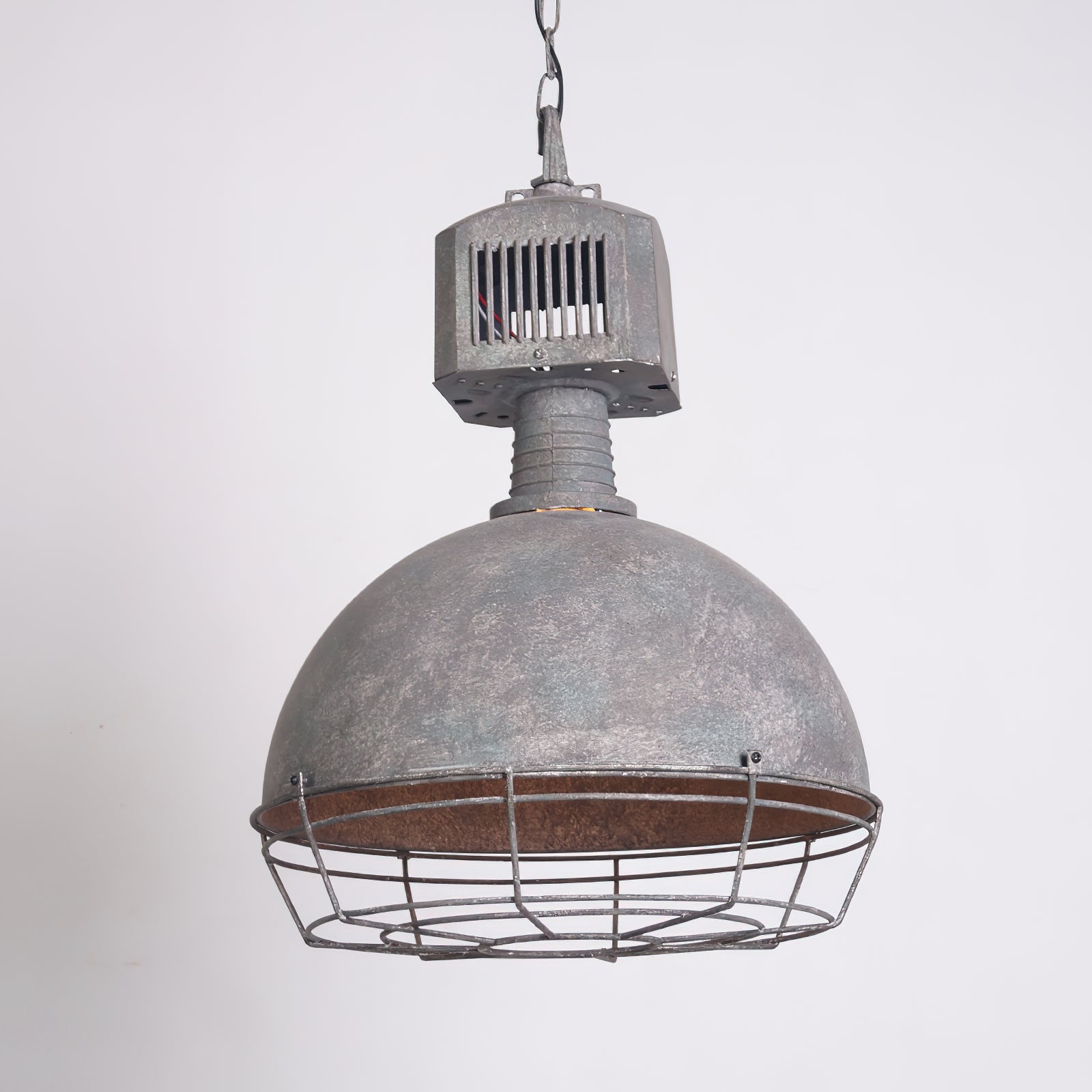 Caged Industrial Metal Pendant Light