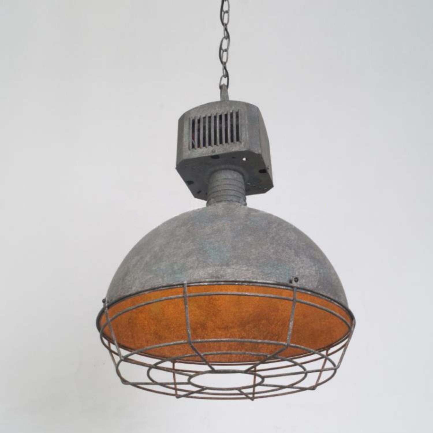 Caged Industrial Metal Pendant Light