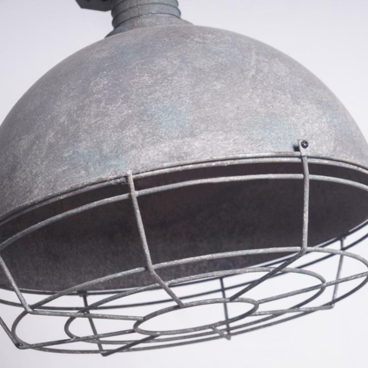 Caged Industrial Metal Pendant Light