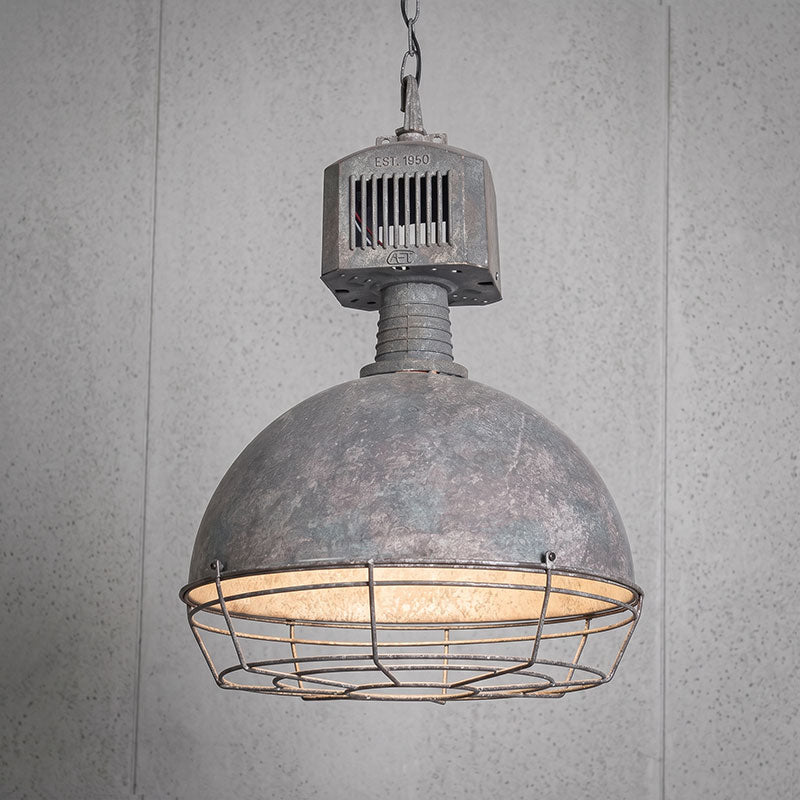 Caged Industrial Metal Pendant Light